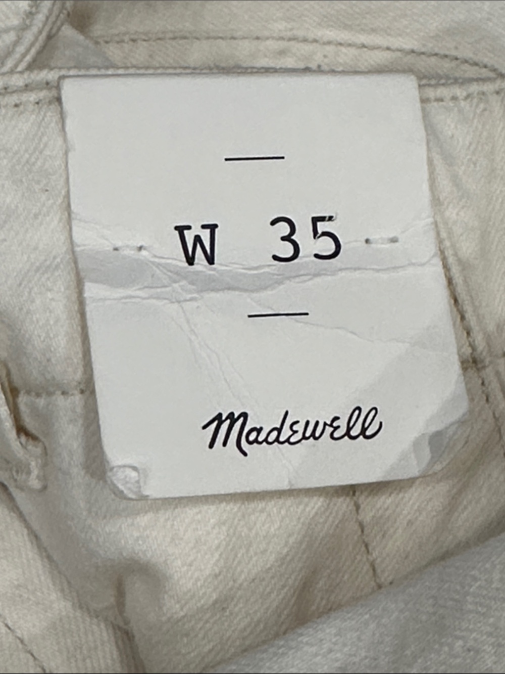 NEW MADEWELL Patch‎ Pocket Jeans in Summer Denim Relaxed Ecru Cream Wash Size 35 - Picture 7 of 8